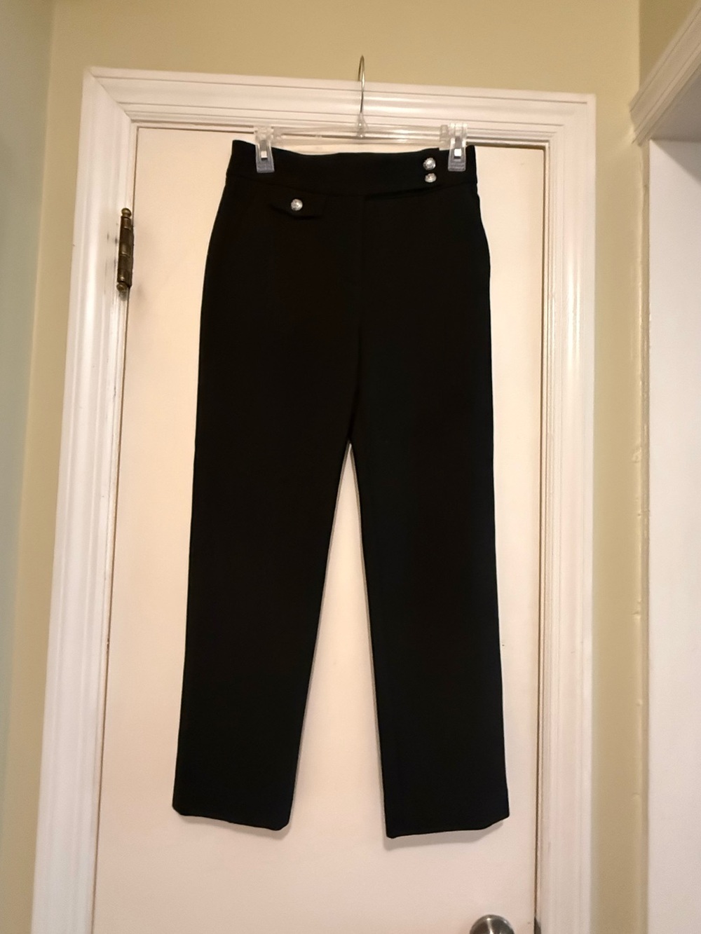 Veronica Beard Black Tailored Pants with Decorative Button